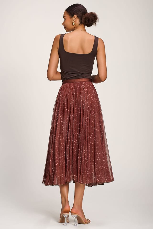 Jolie Moi Jolie Moi Women's Print Crinkle Mesh Midi Skirt - 2