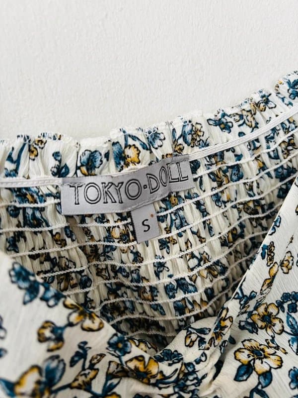 New Look Blue & white floral chiffon ruched blouse Tokyo Doll New Look 8