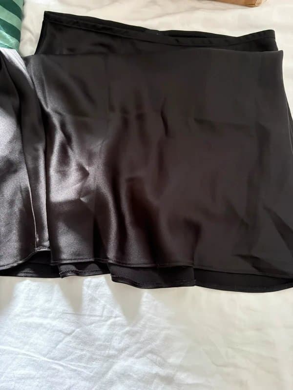 New Look Black silk midi skirt