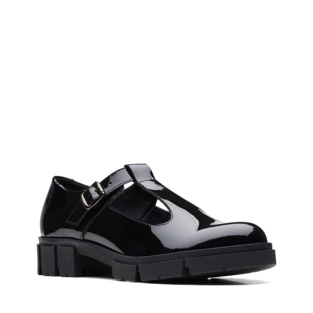 Clarks Clarks Women's Teala Bar Black Patent T Bar Shoes - 2