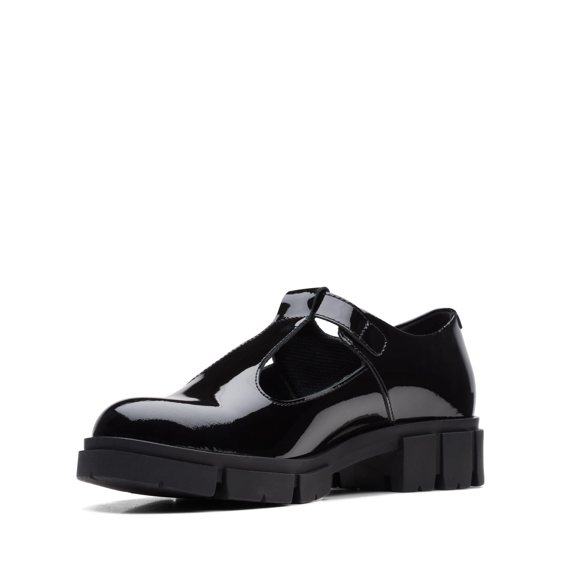 Clarks Clarks Women's Teala Bar Black Patent T Bar Shoes - 4