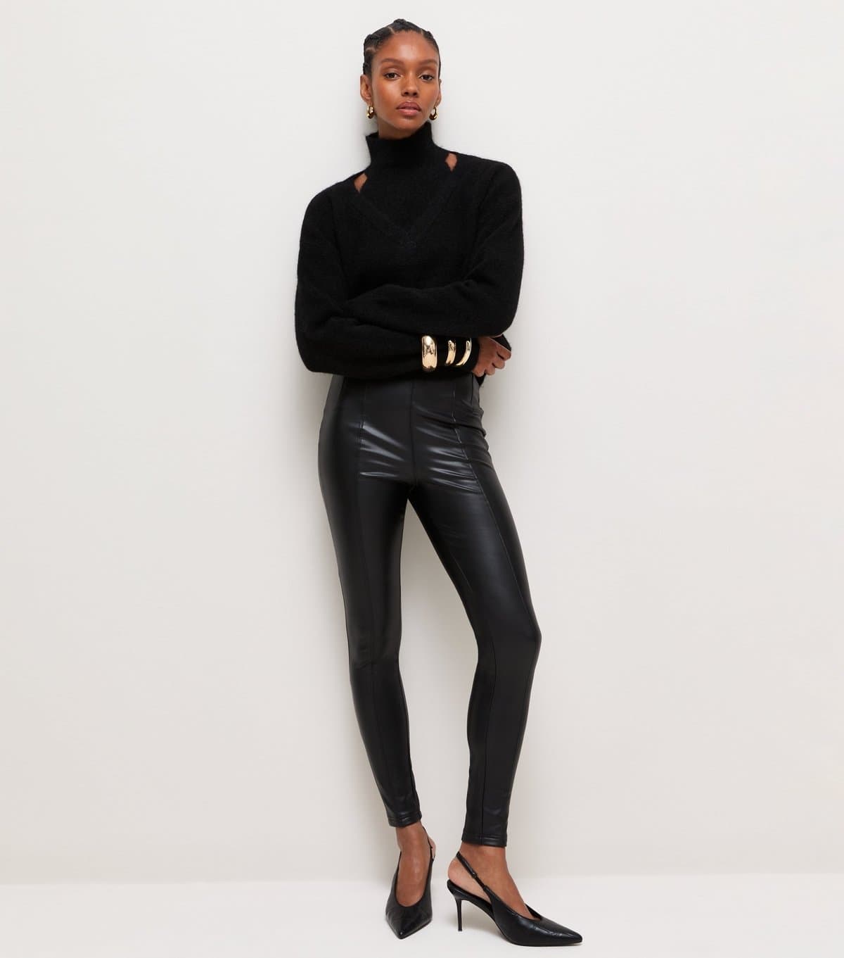 New Look Women's Black High Waist Faux Leather Leggings New Look