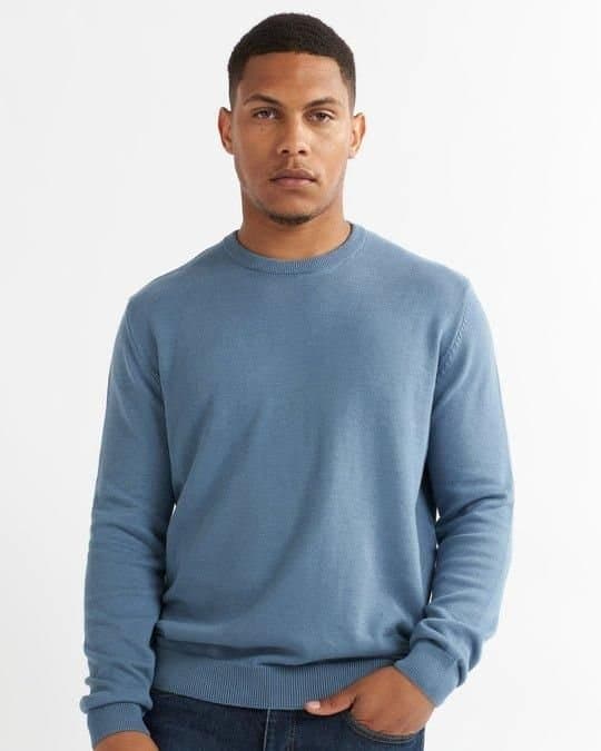 Alse Studio Alse Studio Men's Premium Quality 100% Cotton Crew Neck Long Sleeve Jumper in Blue