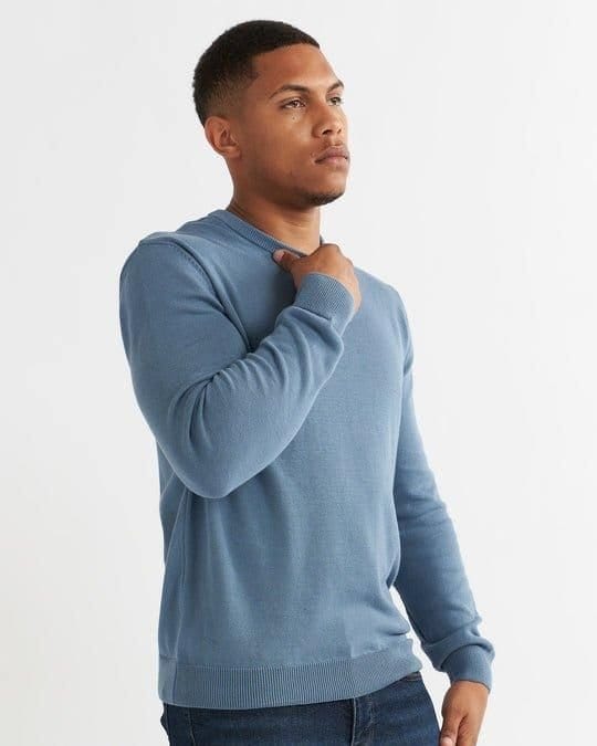 Alse Studio Alse Studio Men's Premium Quality 100% Cotton Crew Neck Long Sleeve Jumper in Blue - 2