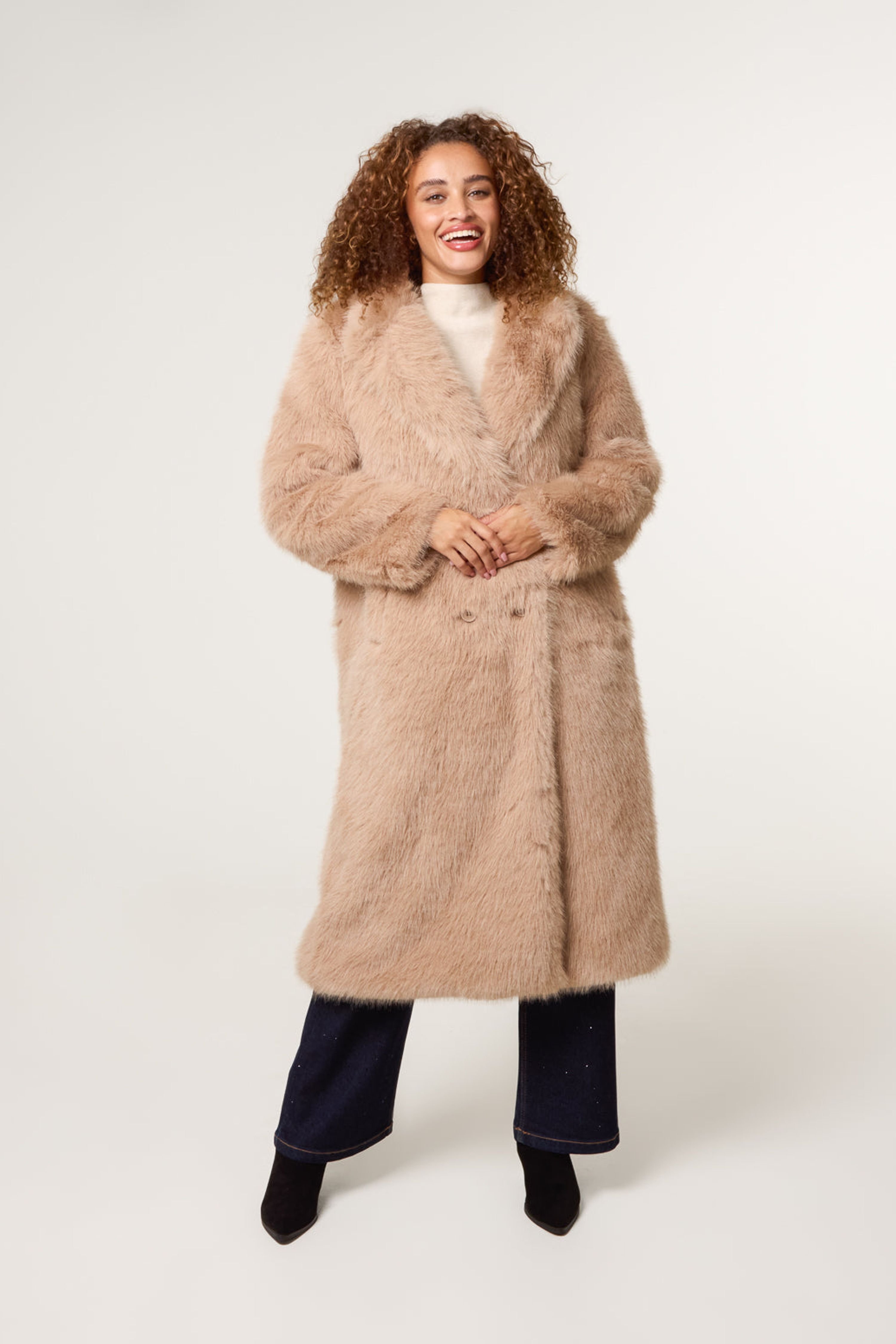 Blue Vanilla Blue Vanilla Women's Light Brown Long Fluffy Coat - 2