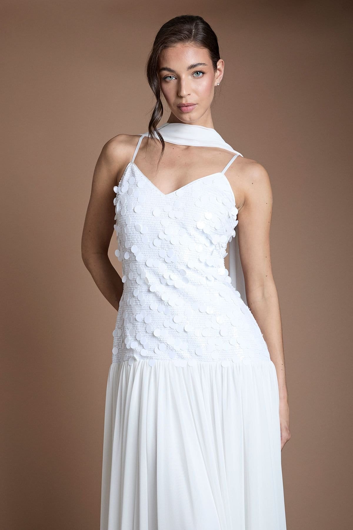 Coast Coast Women's Muse Sequin & Mesh Maxi Wedding Dress in Ivory - 4