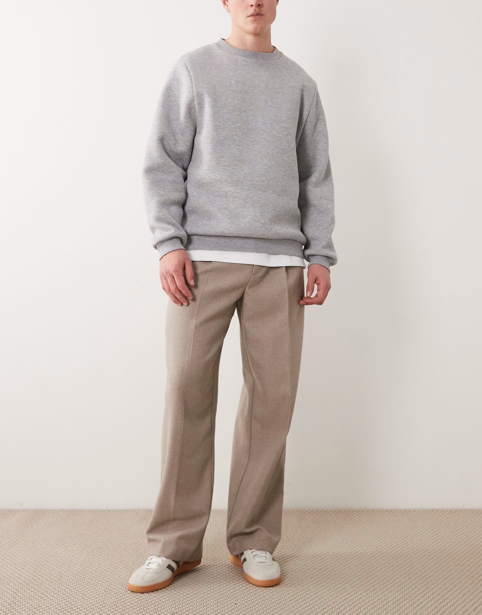 ASOS ASOS DESIGN smart pleated wide leg trousers in taupe twill