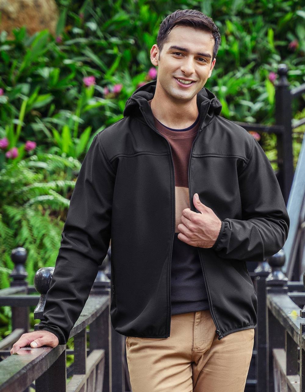 Brian Oak London Brian Oak London Men's Black Hooded Windbreaker Jacket - 4