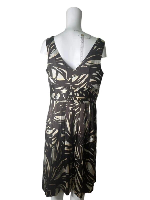 Marks & Spencer M&S Silk Fit & Flare Dress Size Medium 14 Mocha Mix Women's NEW EU42 RRP £69