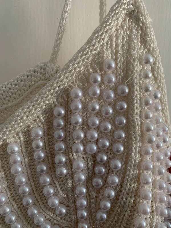 Asos luxe Pearl Embellished Crochet Beach Top