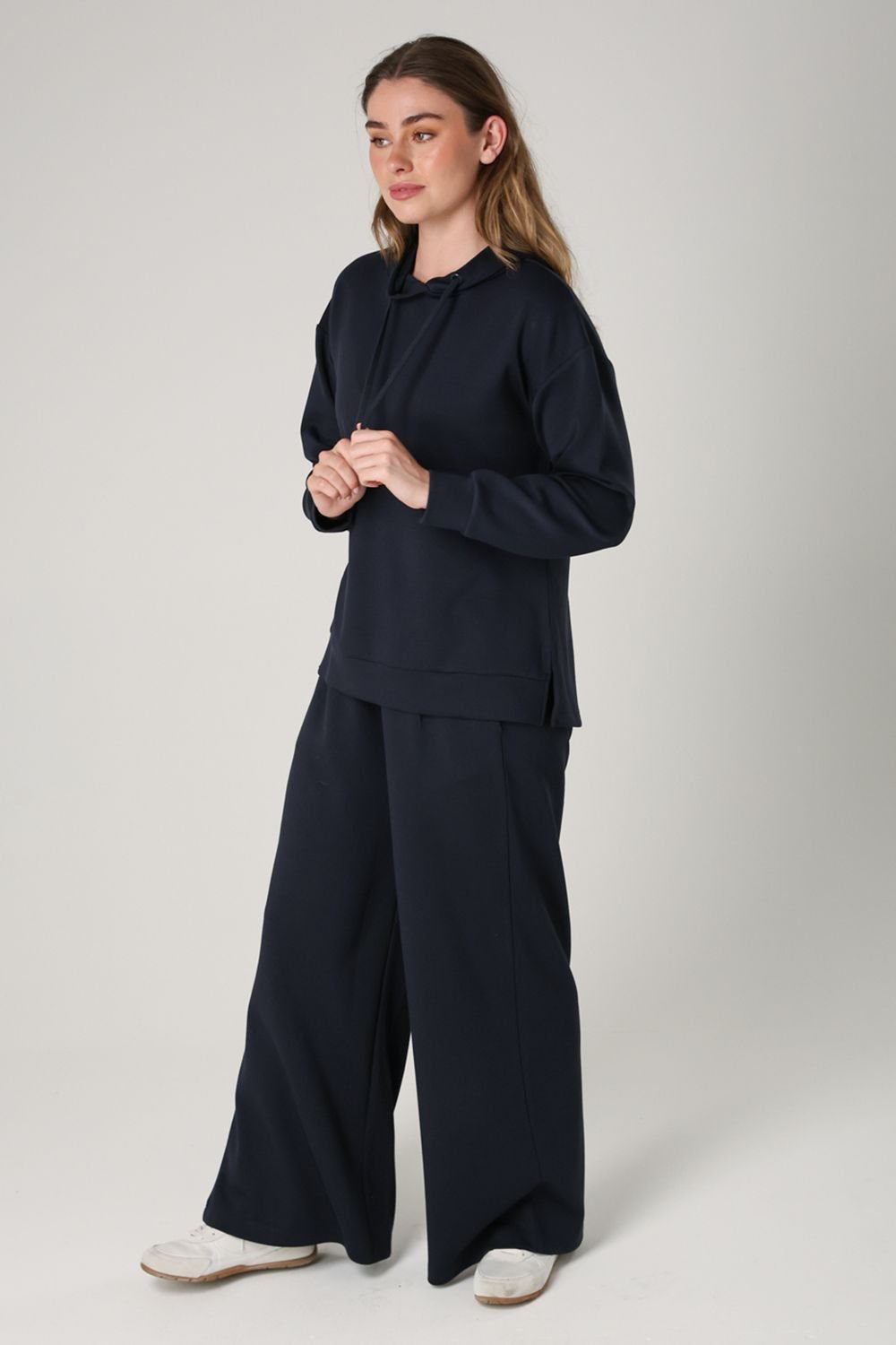 French Connection French Connection Women's Luxe Oversized Drawcord Hoody in Navy - 3