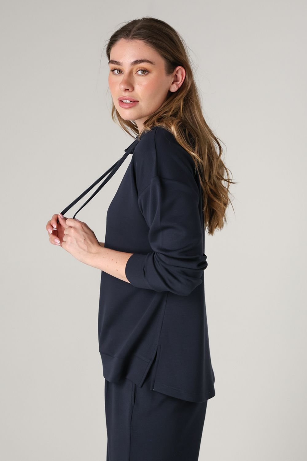 French Connection French Connection Women's Luxe Oversized Drawcord Hoody in Navy - 4