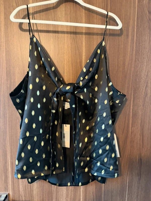 Never Fully Dressed Never fully dressed black gold polka dot top size 26