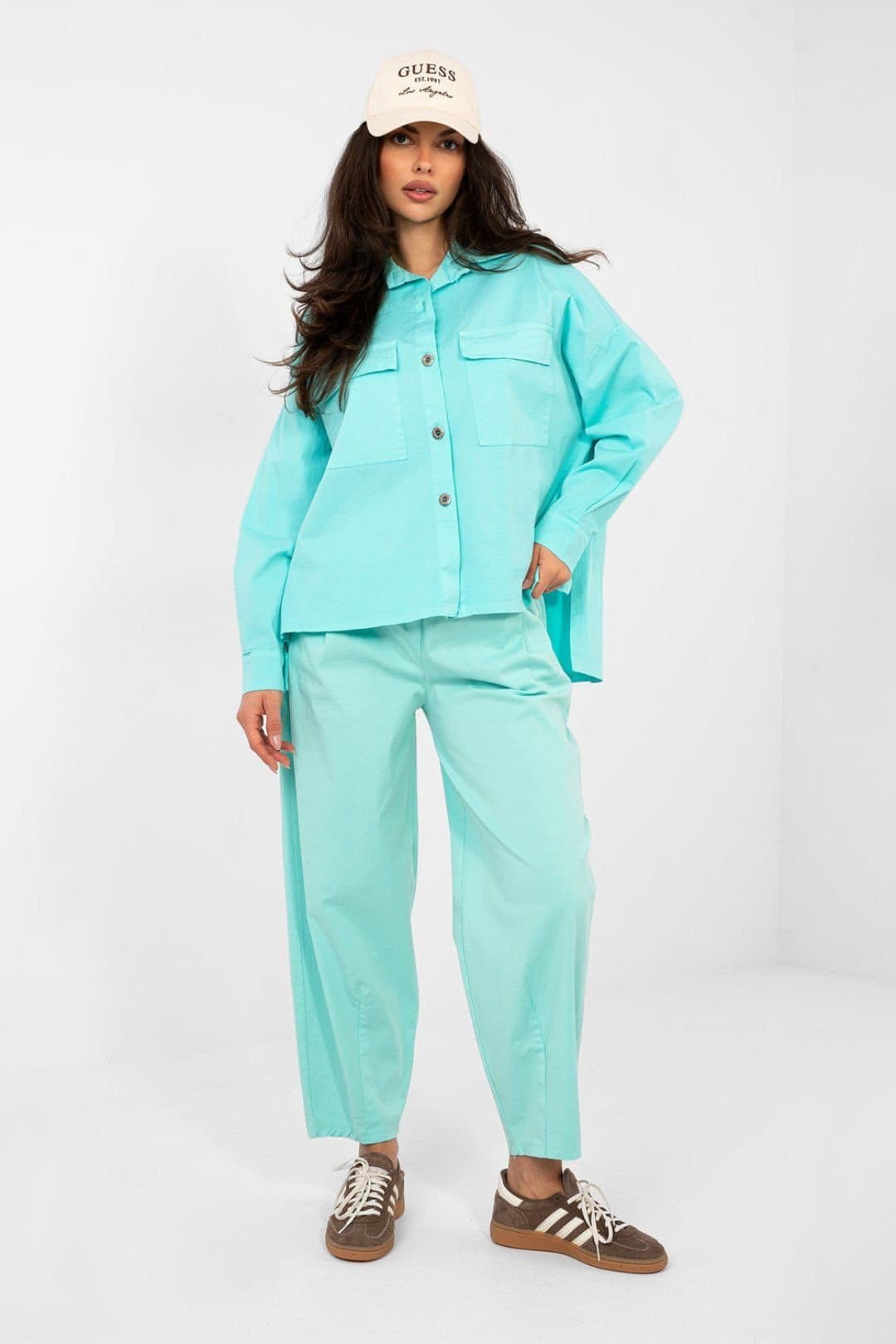 Love Lace Love Lace Women's Cotton Elastane Long Sleeve Casual Shirt in Blue