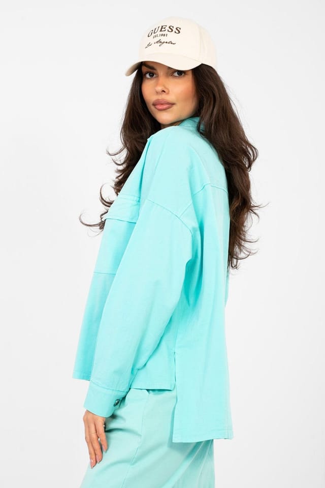 Love Lace Love Lace Women's Cotton Elastane Long Sleeve Casual Shirt in Blue - 2