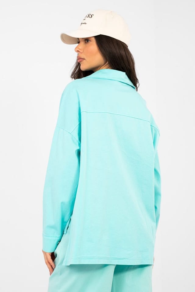 Love Lace Love Lace Women's Cotton Elastane Long Sleeve Casual Shirt in Blue - 3