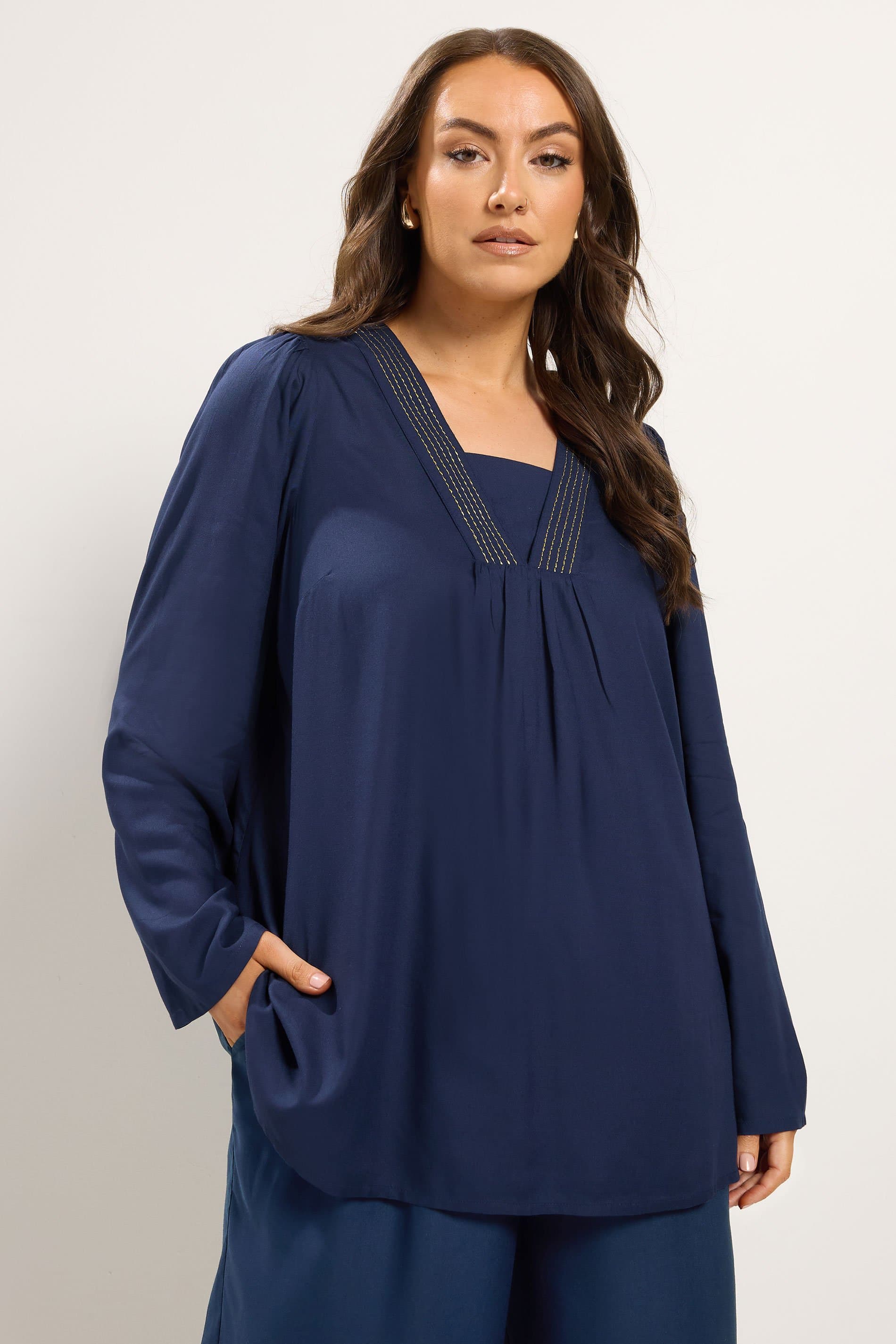 Yours Niimee Navy Blue Kaftan Top