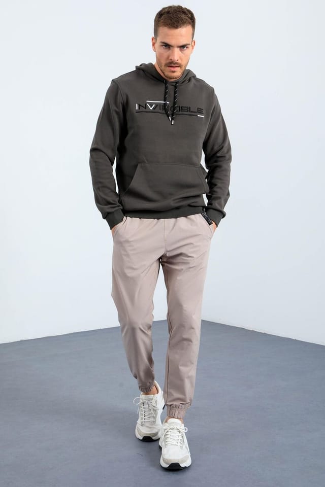 Tommy Life Tommy Life Men's Printed Hooded Sweatshirt With Pocket in Dark Grey - 2