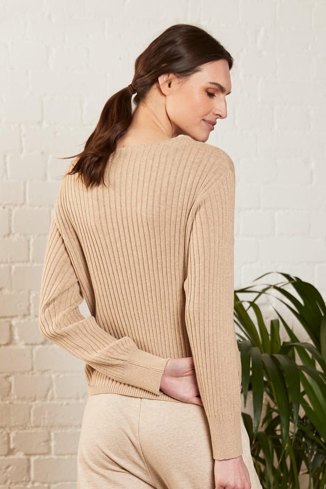 Nomads Clothing Nomads Clothing Women's Cotton Marl Cropped Jumper in Camel - 2