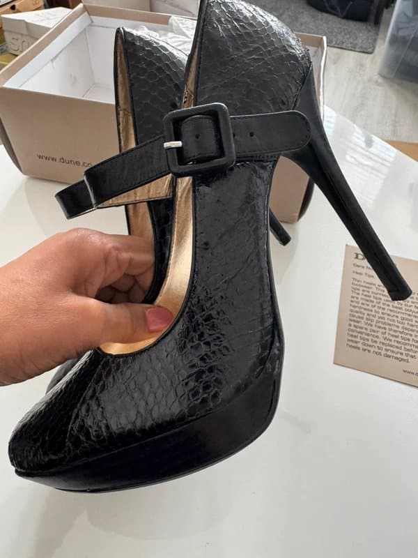 Dune Dune Black Snakeskin Leather High Heels (5)
