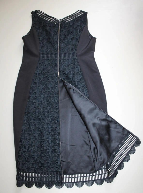 Mint Velvet Mint Velvet Black Sleeveless Pencil Dress UK 16 Textured Lace Panel Occasional - 1
