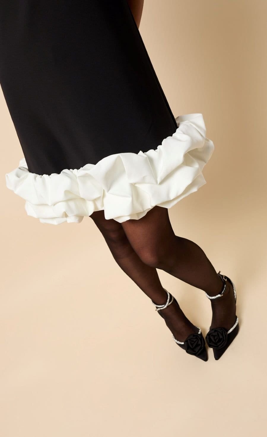 Little Mistress Little Mistress Women's Black & Cream Contrast Hem Mini Dress - 4