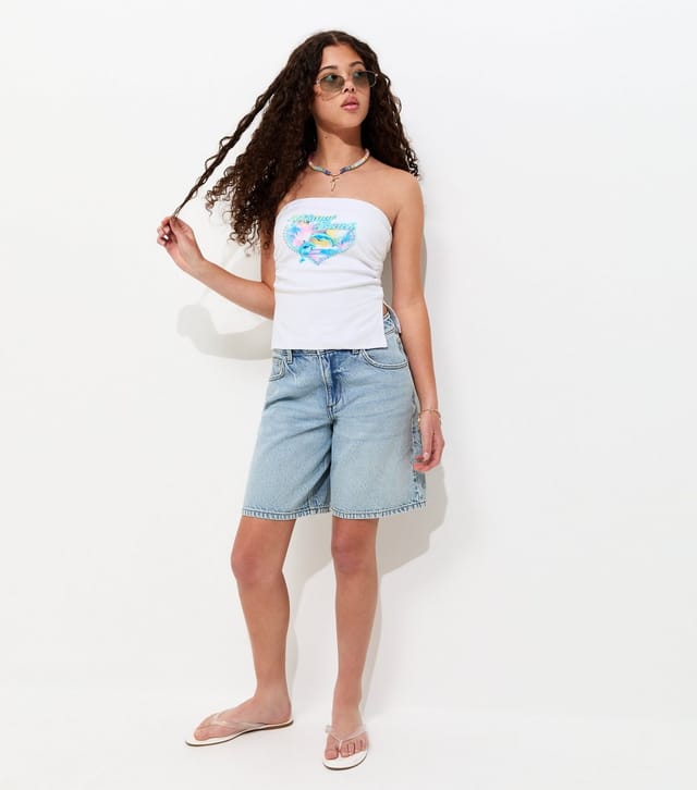 New Look Girls' White Cotton Rich Bandeau Miami Beach Side Slit Top New Look - 3