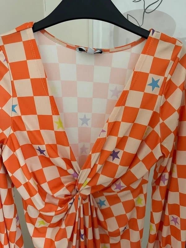 Never Fully Dressed Never Fully Dressed Checkerboard Multi Star Print Midi Dress size 8