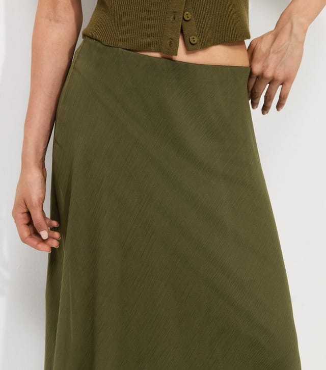 New Look Women's Dark Khaki Chiffon Circle Skirt New Look - 3