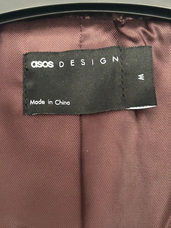 ASOS Design Fabulous chocolate brown velvet cinched in waist jacket with belt size MEDIUM - 1