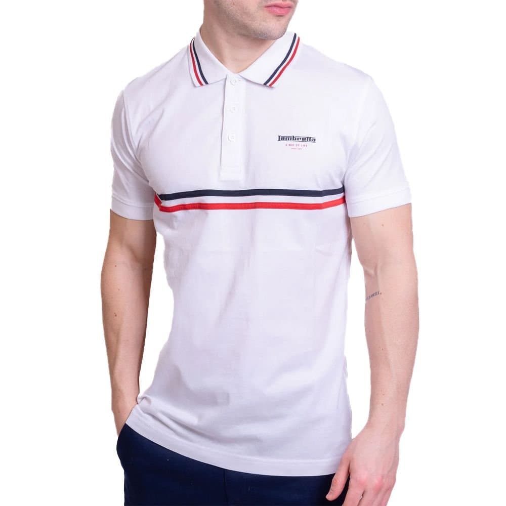 Lambretta Lambretta Men's Classic SS24 Stripes Polo Shirt in White