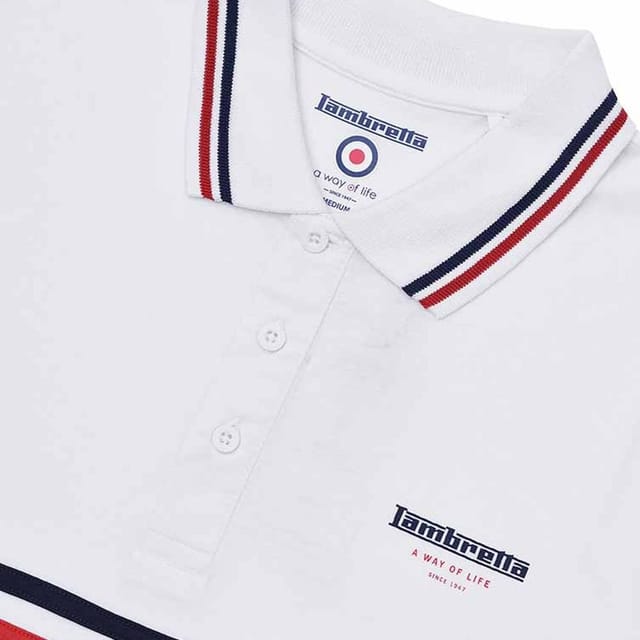Lambretta Lambretta Men's Classic SS24 Stripes Polo Shirt in White - 2