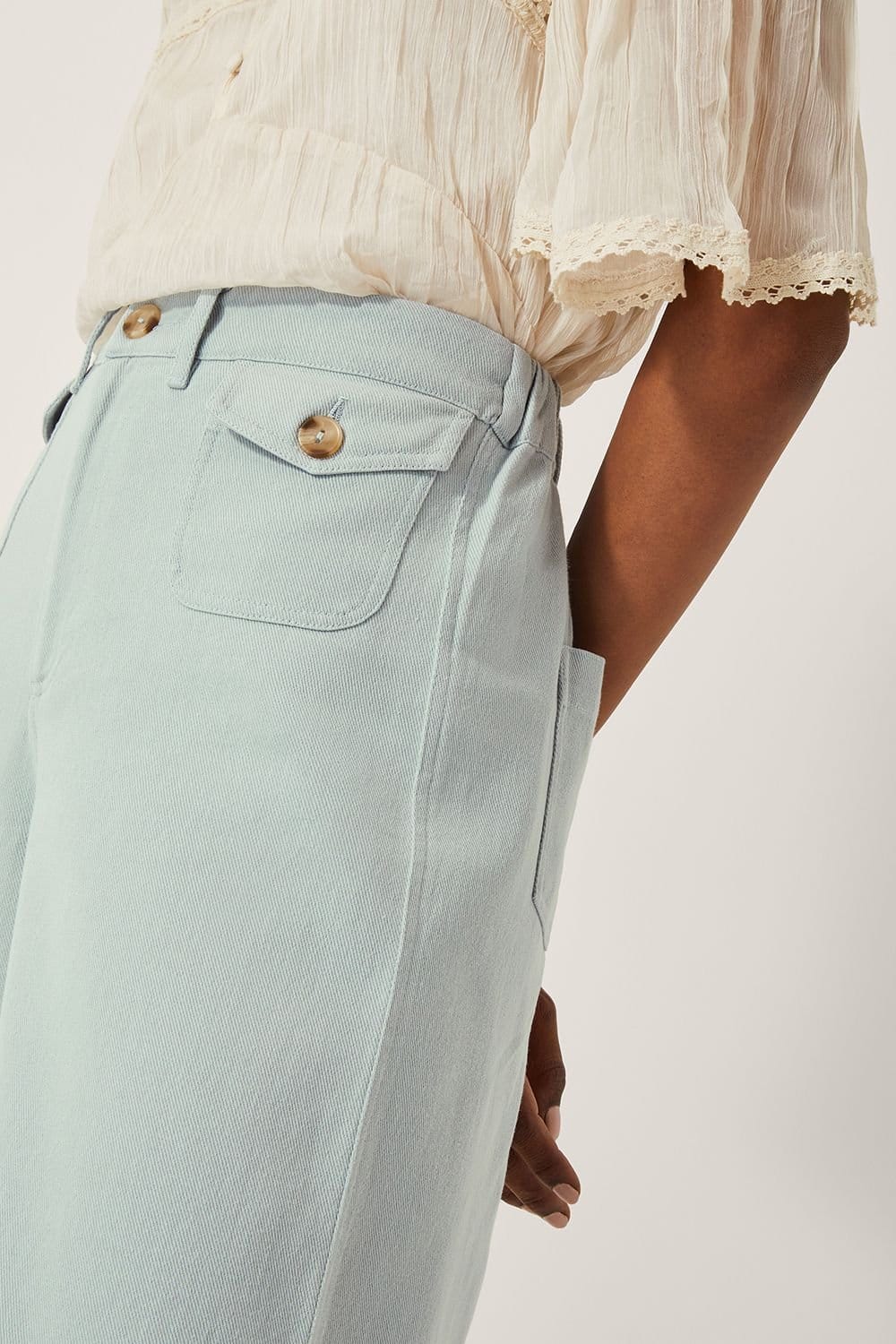 Monsoon Monsoon Women's Ciara Cropped Wide Leg Jeans Blue in Pale Blue - 4