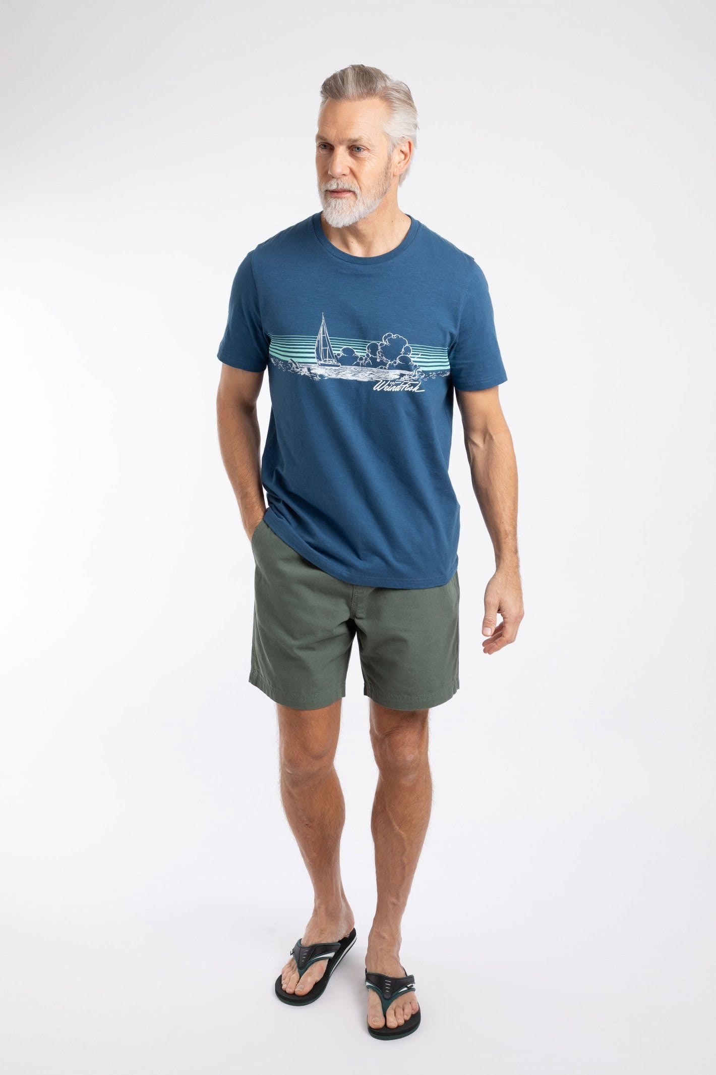 Weird Fish Weird Fish Men's Nautical Sky Front Print Graphic T-Shirt in Bright Blue - 4