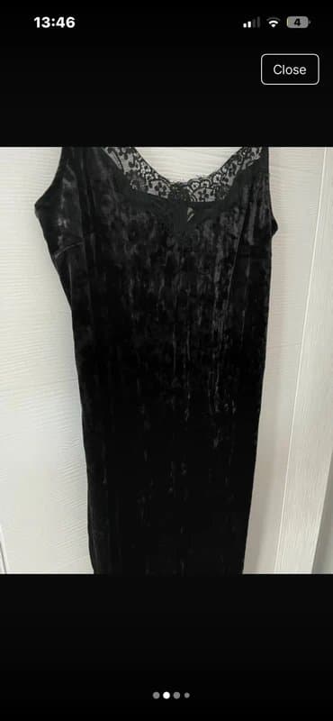 Bershka Black velvet midi dress