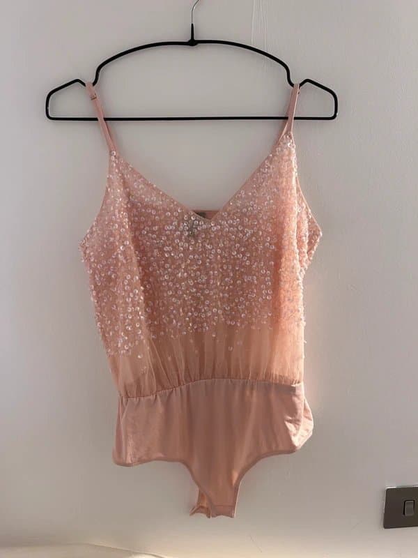 ASOS Peach sequinned asos bodysuit UK10