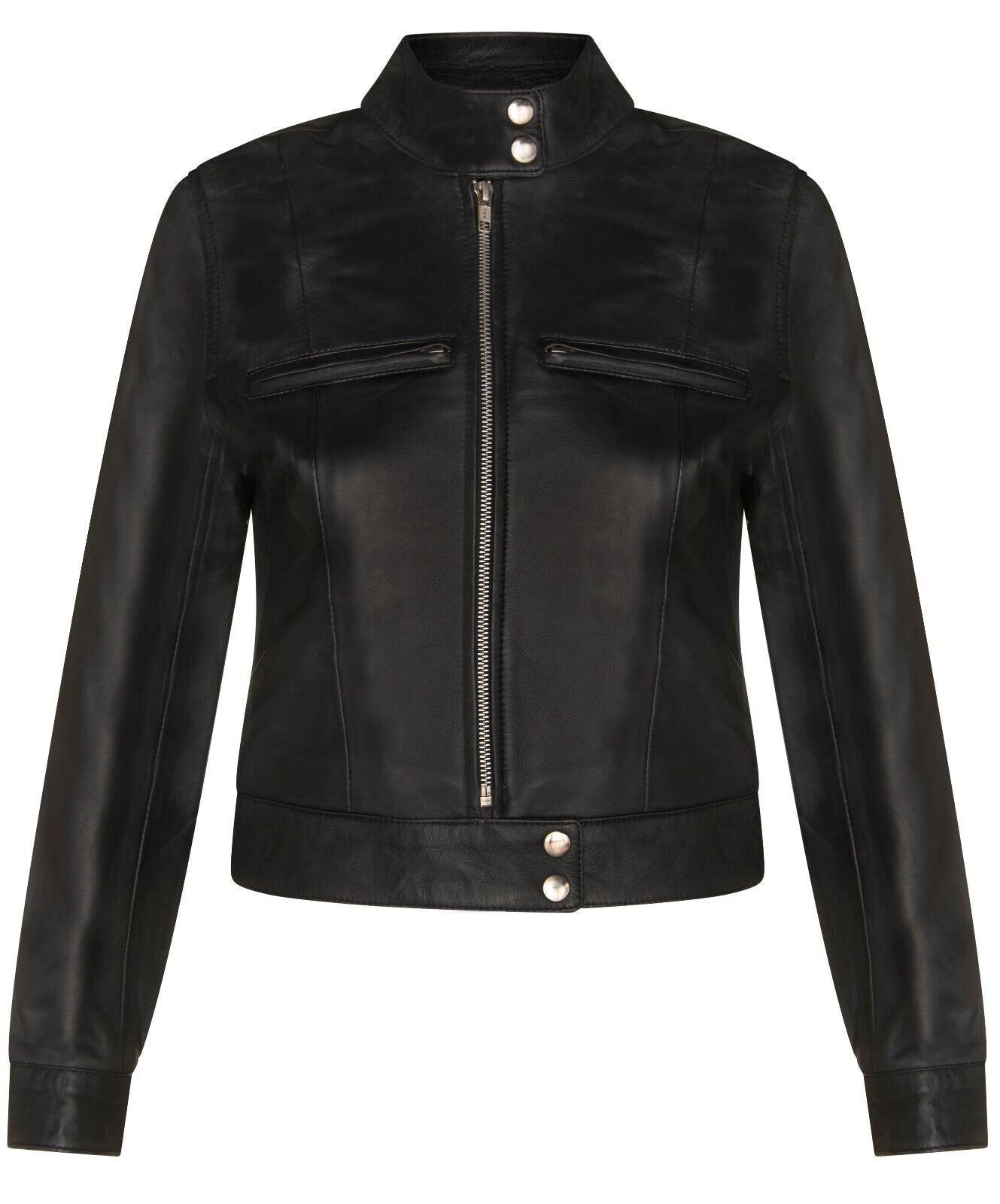 Infinity Leather Infinity Leather Women's Classic Leather Biker Jacket-Watford in Black - 2