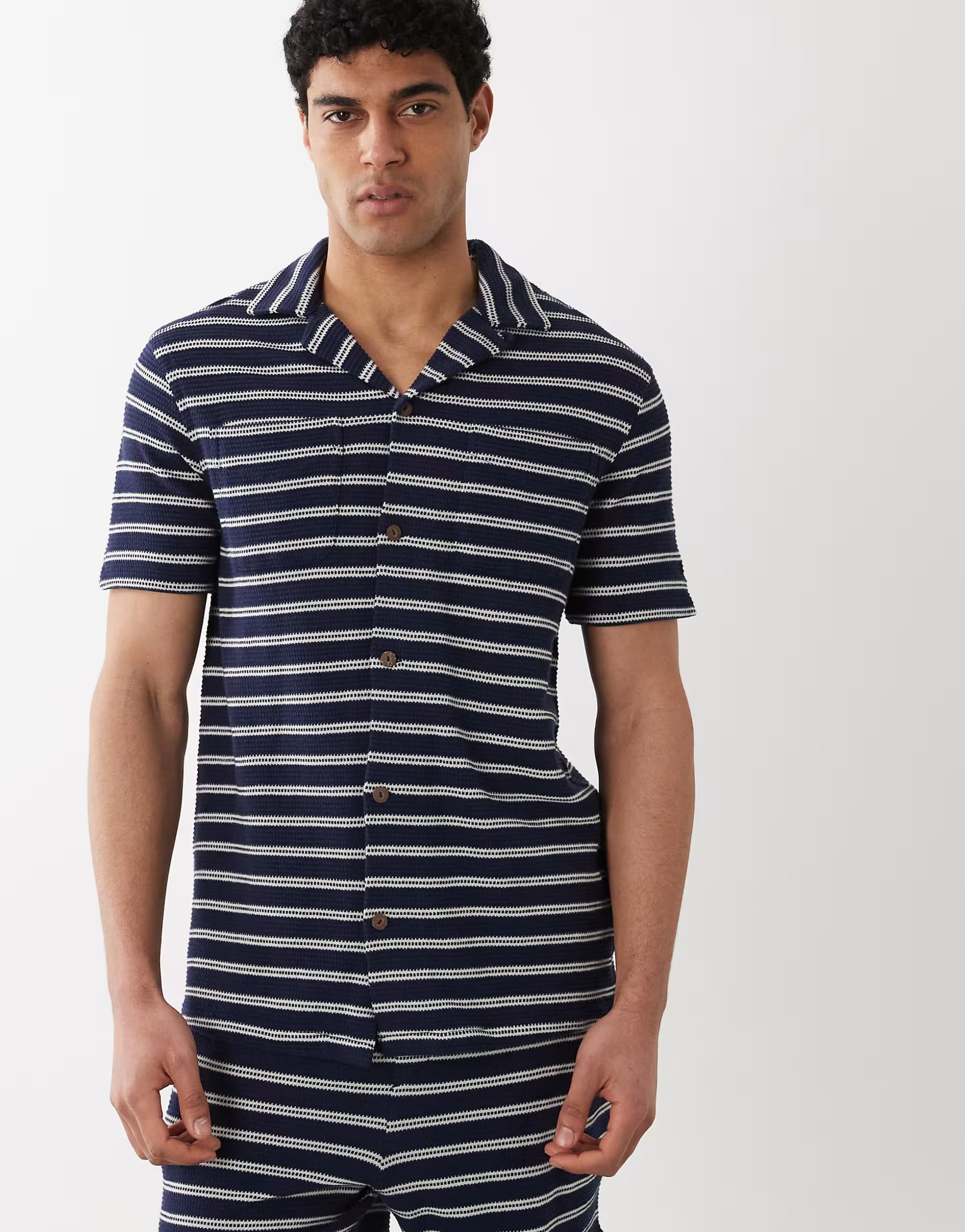 ASOS Polo Ralph Lauren Navy & Cream Striped Short Sleeve Shirt