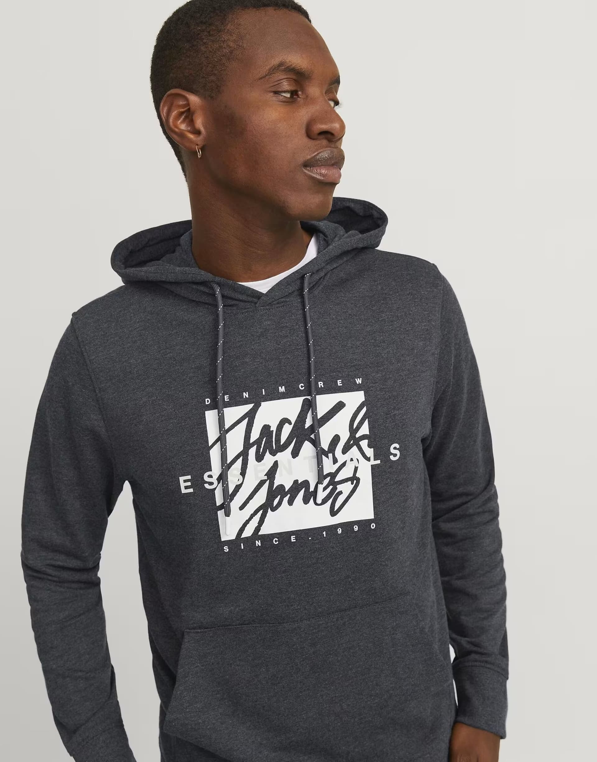ASOS Jack & Jones Hoodie in dark grey melange