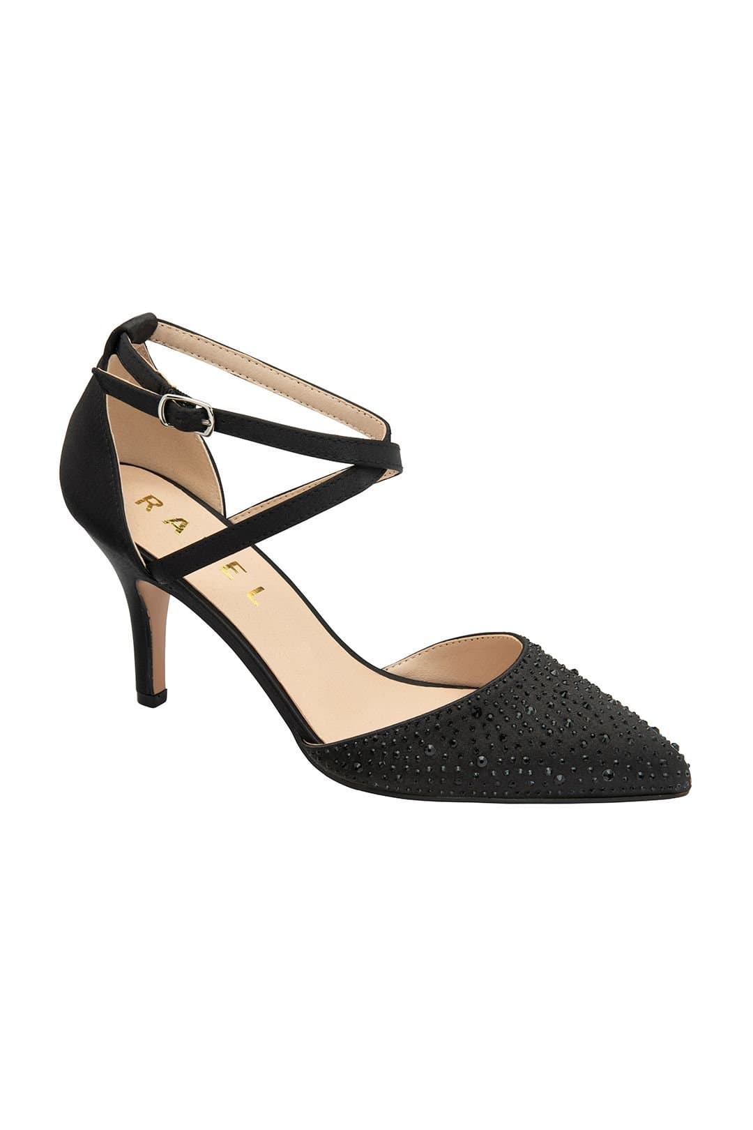 Ravel Ravel Black Satin 'Rainsville' Pointed-Toe Court Shoes