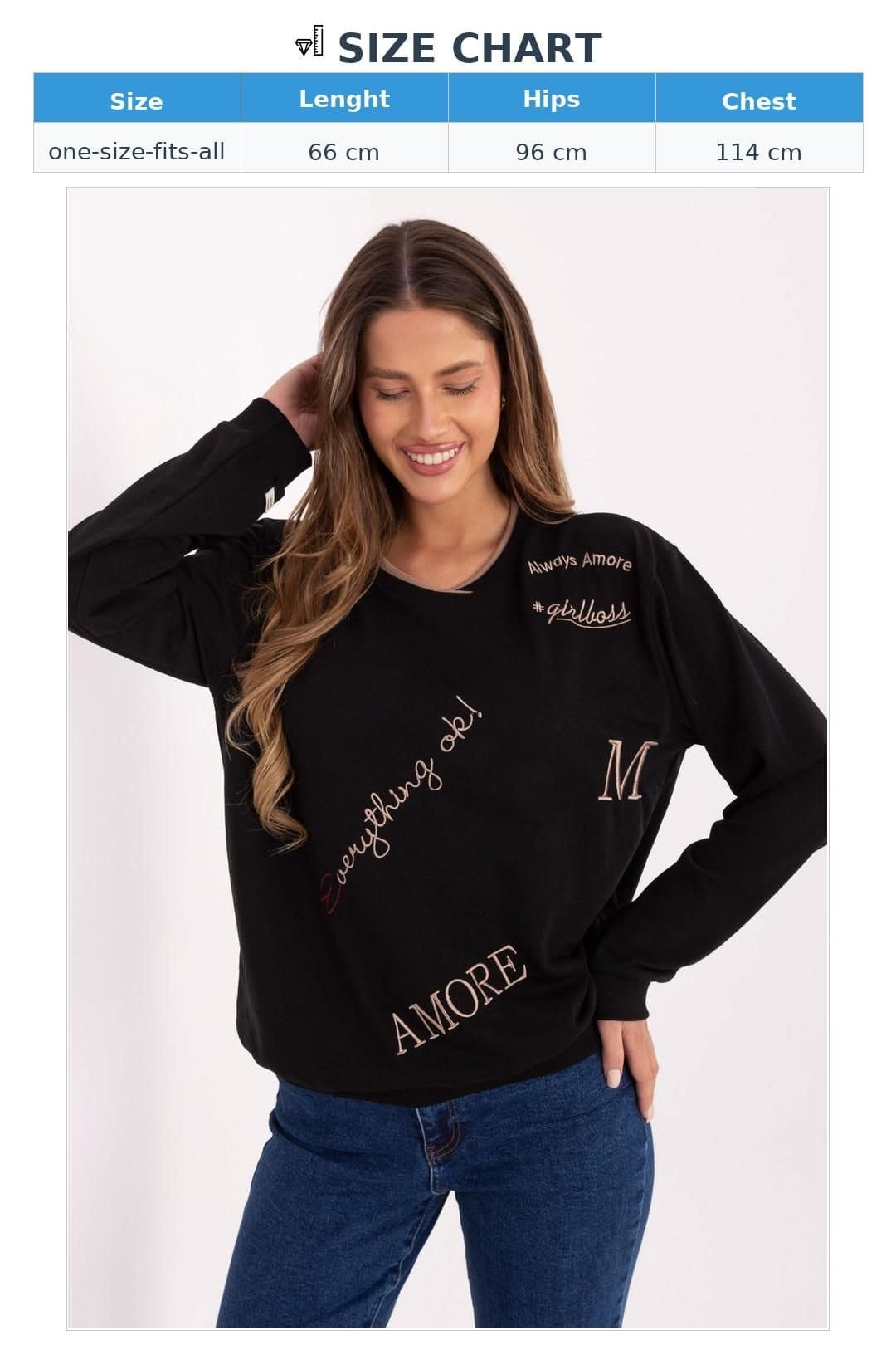 Love Lace Love Lace Women's Embroidered Soft Cotton Polyester Sweatshirt in Black - 4