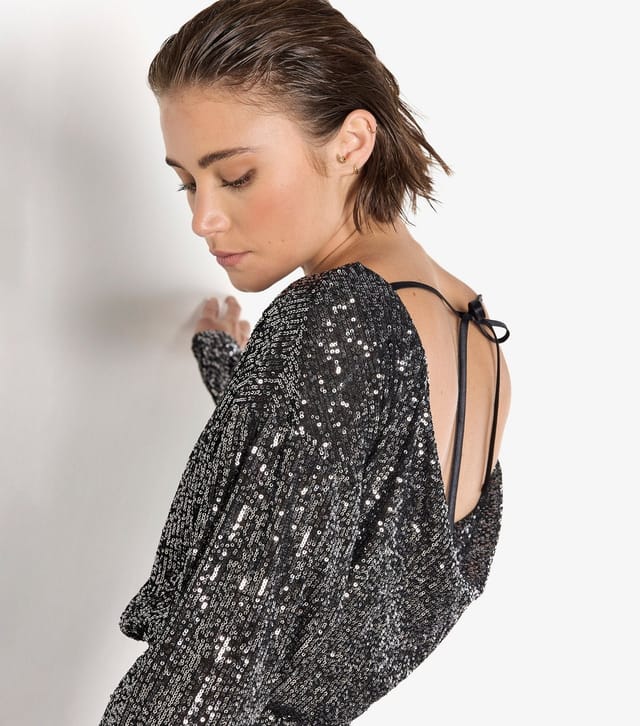 Apricot Women's Silver Flat Sequin Cowl Back Mini Dress Apricot New Look - 3