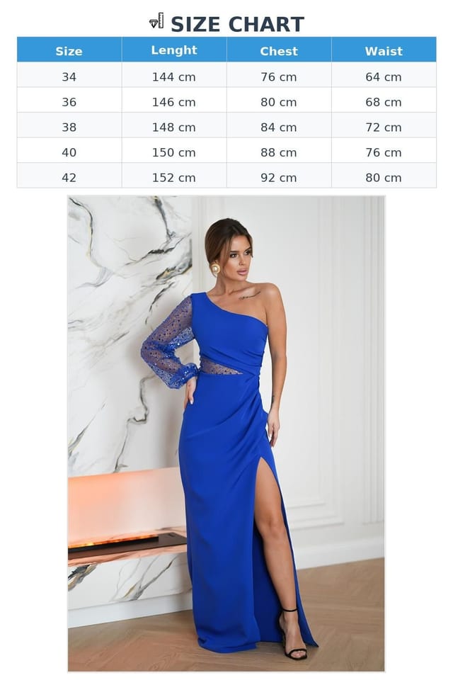 Love Lace Love Lace Women's Sequin One Shoulder Asymmetrical Long Dress in Blue - 3