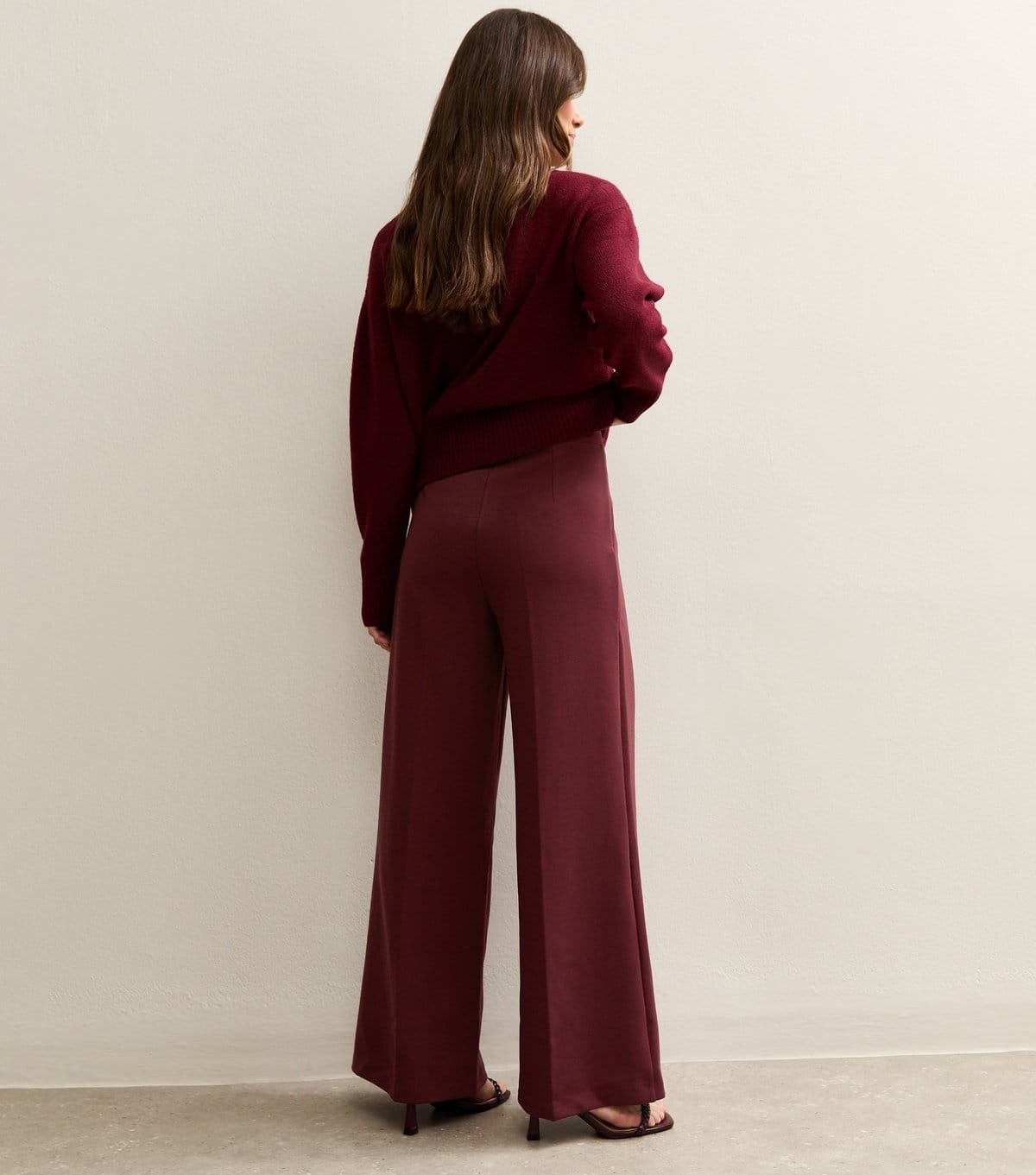 New Look Women's Petite Dark Burgundy Wide Leg Trousers New Look - 4