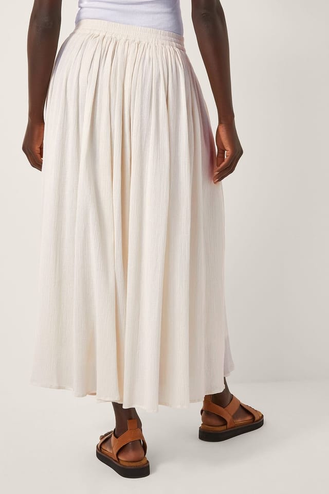 Monsoon Monsoon Women's Bethany Crinkle Midi Skirt Cream - 2