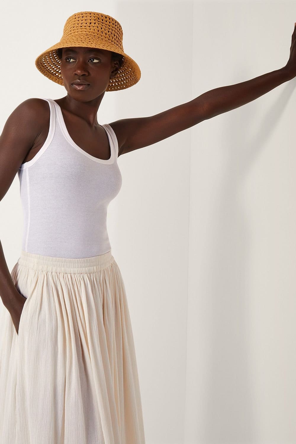 Monsoon Monsoon Women's Bethany Crinkle Midi Skirt Cream - 4
