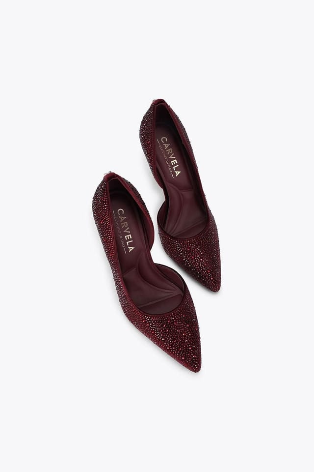 Carvela Carvela Women's 'Positano Half D Orsay' Velvet Heels in Dark Red - 2