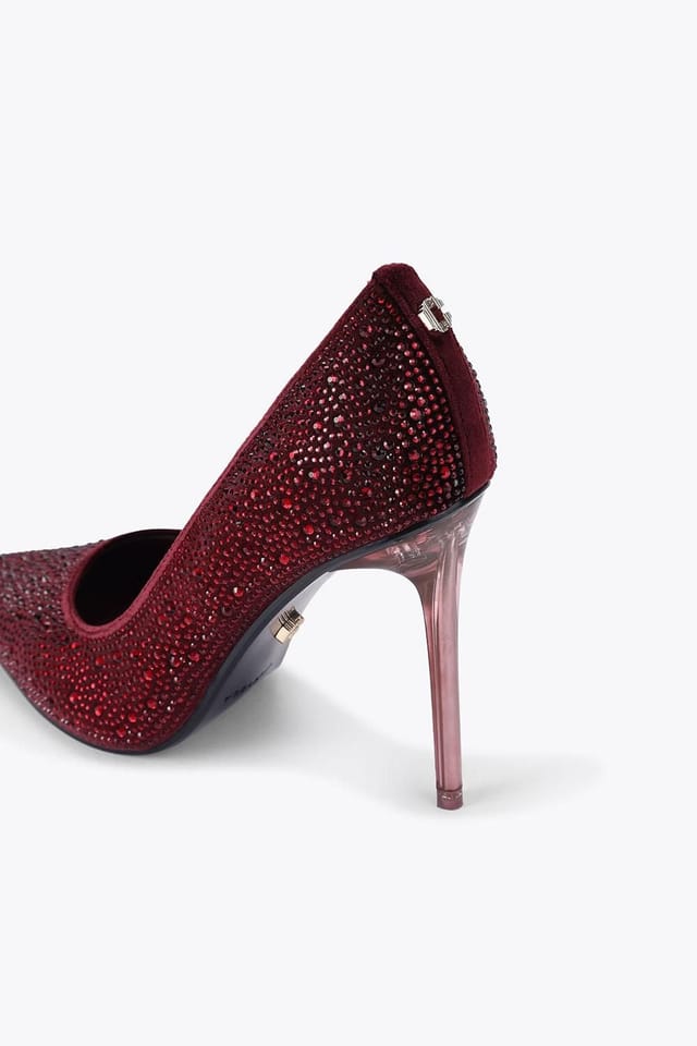 Carvela Carvela Women's 'Positano Half D Orsay' Velvet Heels in Dark Red - 3