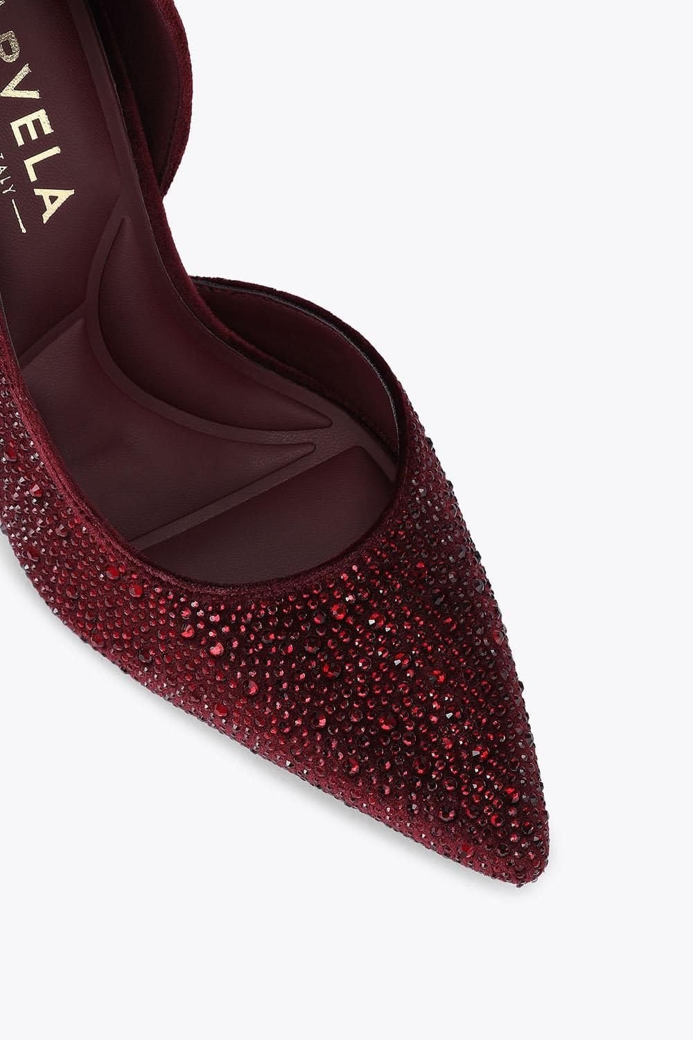Carvela Carvela Women's 'Positano Half D Orsay' Velvet Heels in Dark Red - 4