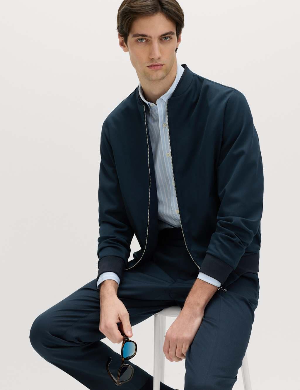 Marks & Spencer M&S Zip-Up Bomber Jacket Navy